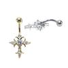 Christian Cross Navel Piercing Jewelry 14G Titanium Barbell Woman Man Religious Accessories Gold Silver Color Belly Button Rings