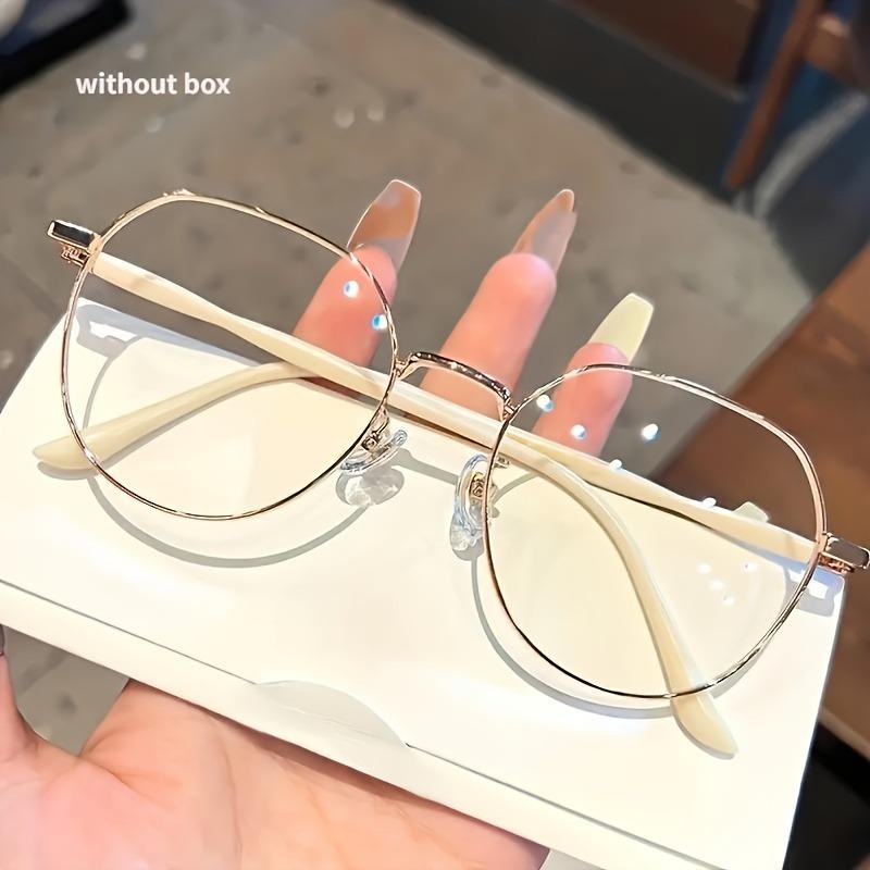 2pcs Glasses Round Full Rim Metal Frame PC Polycarbonate Clear Lens  Anti-Fatigue with Plastic Hinge for Men Women