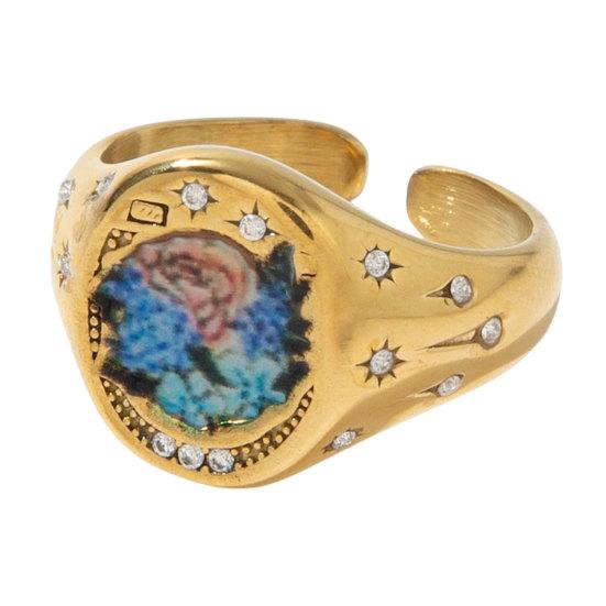 Butterfly Heart Pattern Versatile Finger Ring Titanium Steel 1 Pc
