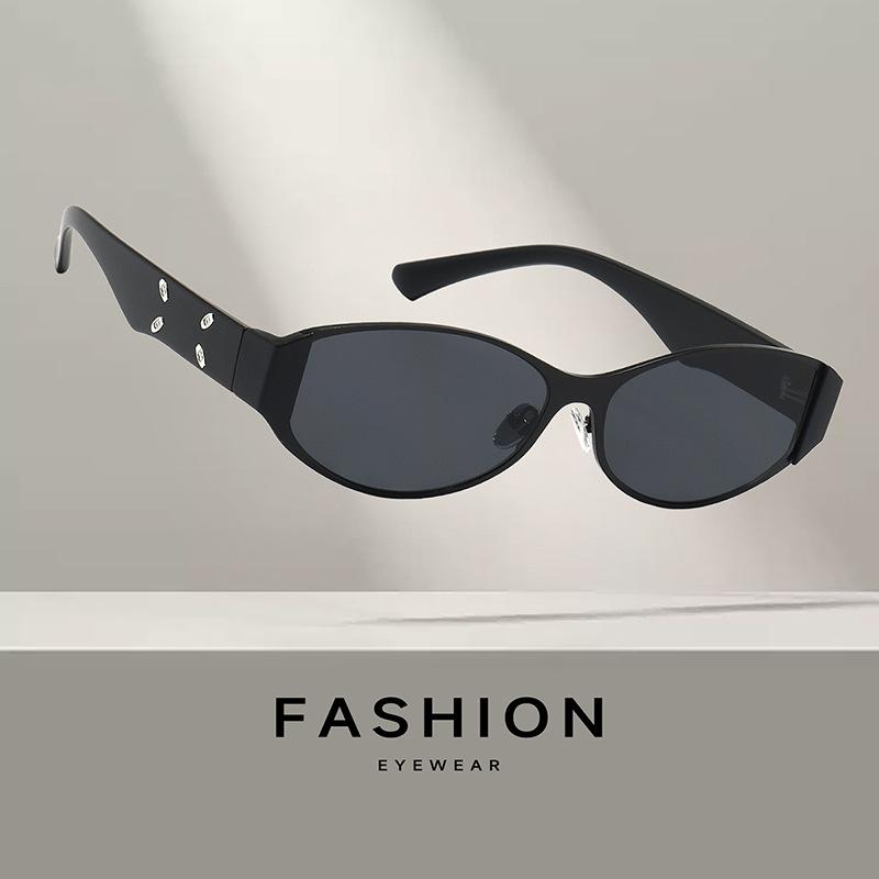 New light luxury oval personalized metal frame sunglasses women's fashion high-end sunglasses trendy sunglasses