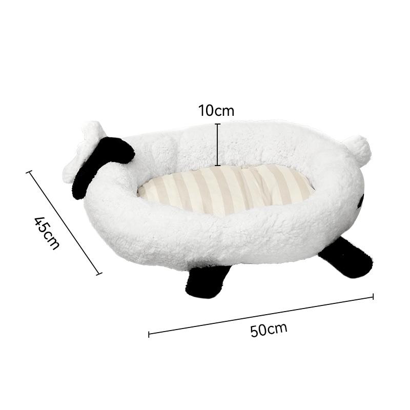 Sheep-Fleece Open Cat Dog Bed Winter Warm Non-Slip Bottom 60 cm Washable 4-Season Universal Puppy Kitten Sofa Pad