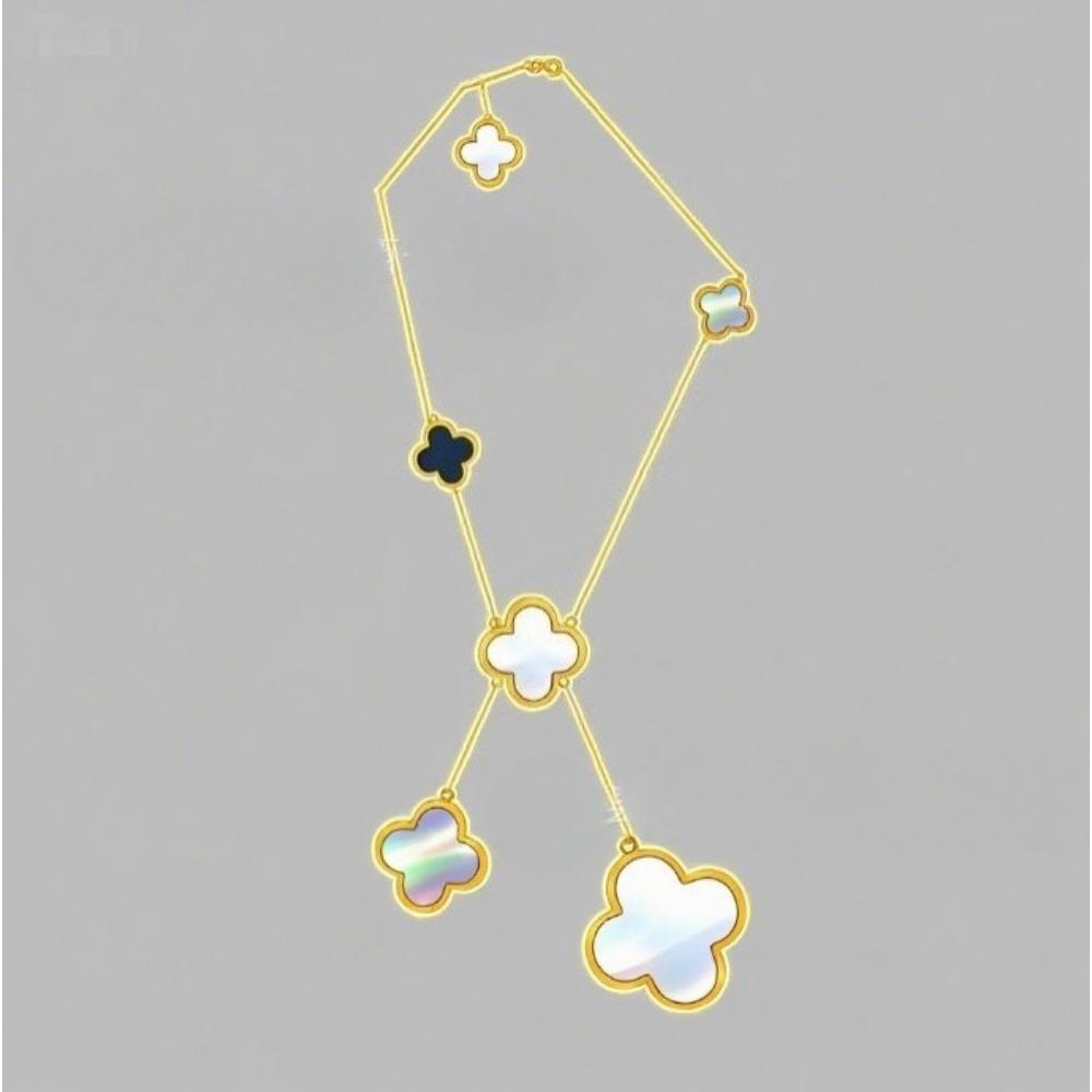High Version Double-sided Lucky Four-leaf Clover 6-flower Necklace Female Mother-of-pearl Pendant Clavicle Chain