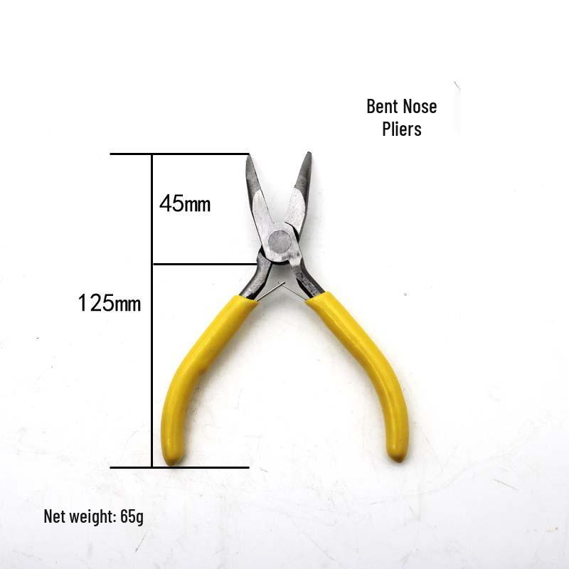 4.5-inch DIY Jewelry Mini Tool Set: Needle-nose, Bent-nose, and Flat-nose Pliers.