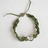 MERRYMOTIVE Line heart with olive green knit bracelet