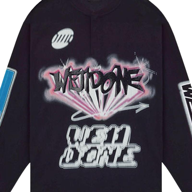 WE11DONE Large Logo Print Loose Long Sleeve T-Shirt Unisex Tops WD-TT1-22-553-U-BK