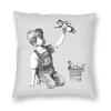 Classic Banksy Street Graffiti Pop Art Square Throw Pillow Case Home Decorative Girl With Red Balloon Cushion Cover For Sofa Car