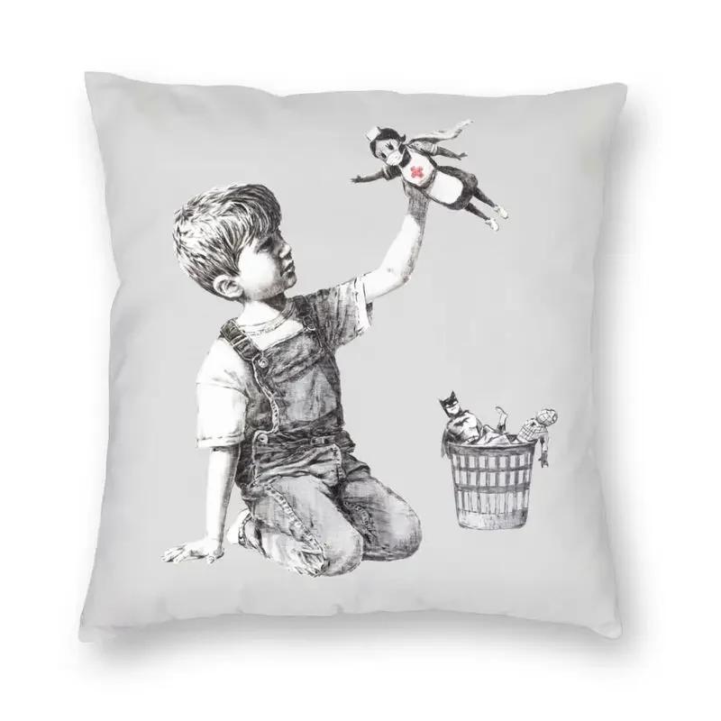 Banksy Uncovering Graffiti Pillow Cover Home Decor Cushion Sofa Street Art Cushion Cover Throw Pillow for Car Decorative Cushoin