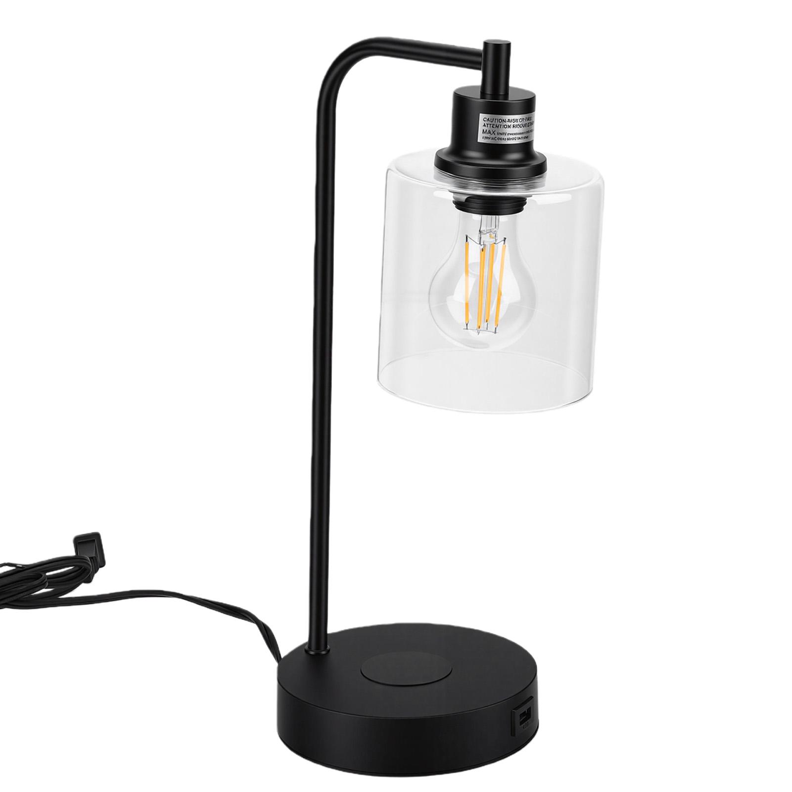 

Industrial Table Lamp with Wireless r USB Port Touch Control 3 s Brightness Bedside Lamp for Bedroom Guest Room
