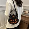 Halloween bag 2025 new contrasting color women's bag simple shoulder small round bag funny pumpkin bag women's bag