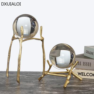 Pure Copper Crystal Ball Ornaments European Style  Home Decor Office Desktop Decoration Creative Home Wine Cabinet Accessories