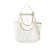 Cream-Colored Wall-Mounted Mesh Bag: Large Capacity Kitchen Storage with Velcro.