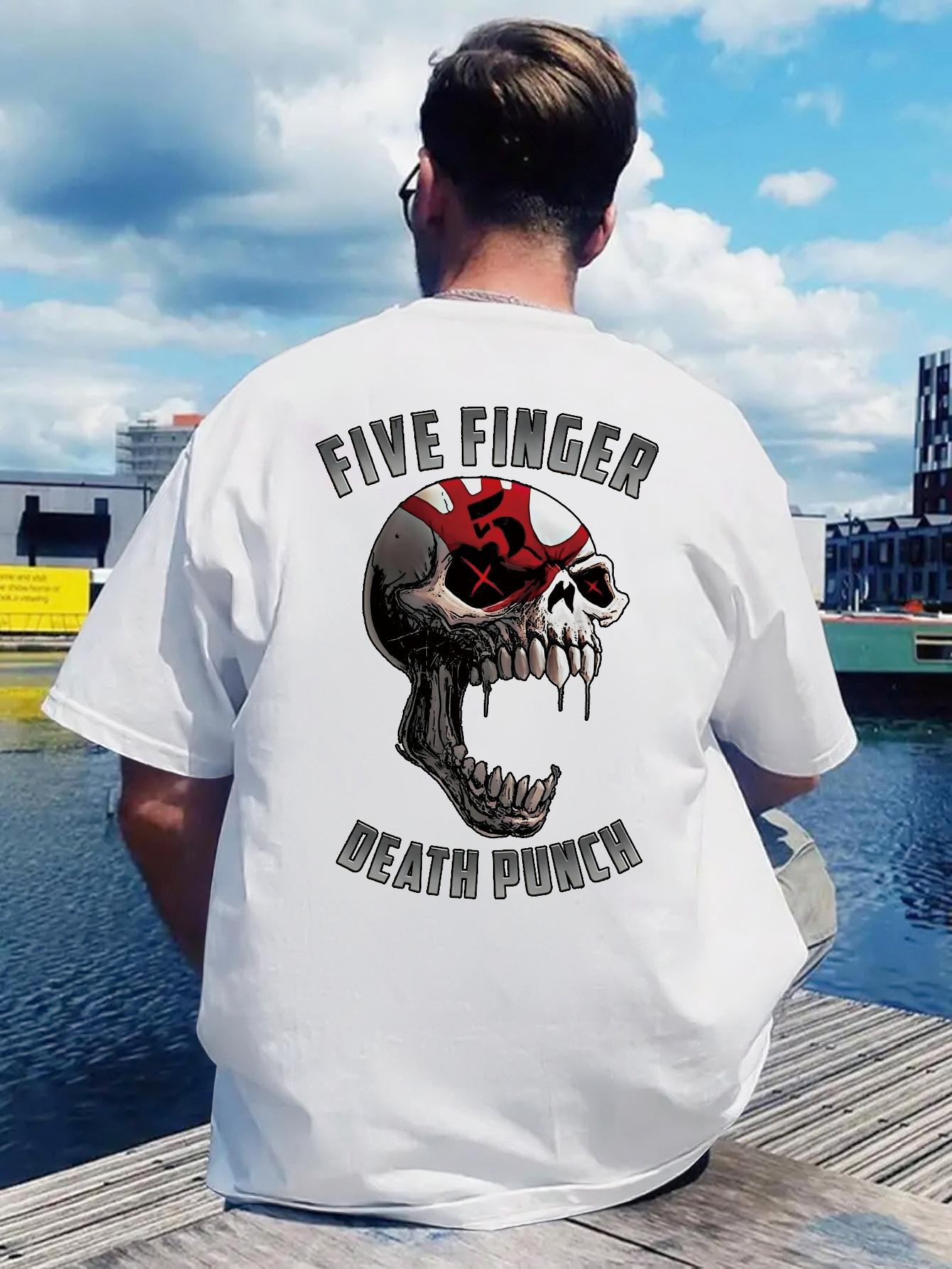

Heavy Metal Rock Band Graphic T-shirt - Back Print with Skull & Crossbones Design M