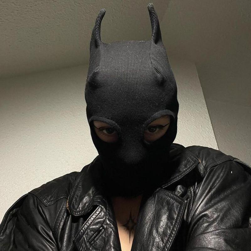 High Street Funny Style Personality Black Cartoon Batman Mask For Halloween Cosplay Masked Hat