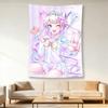 KAngel Bedürftiger Streamer Überlastung Anime Wandteppich Pastellrosa Kawaii Wandbehang HD Druck Polyester Dekor für Schlafzimmer Wohnzimmer