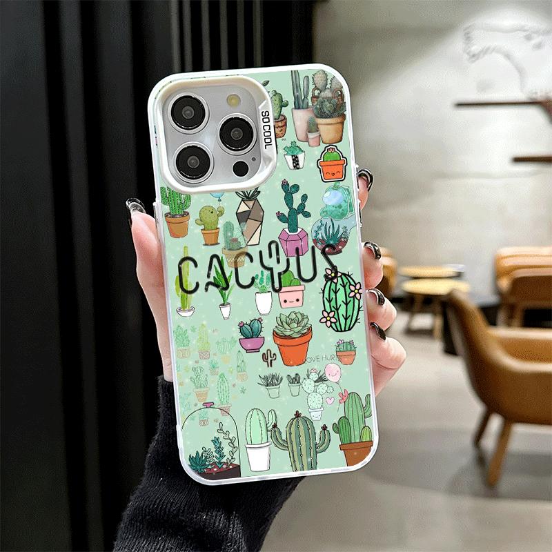 Cactus Pattern Shockproof Phone Case for iPhone 17 Air 16 16E 15 Pro Max 14 Plus 13 Mini 12 Back Cover Anti Fall Fundas