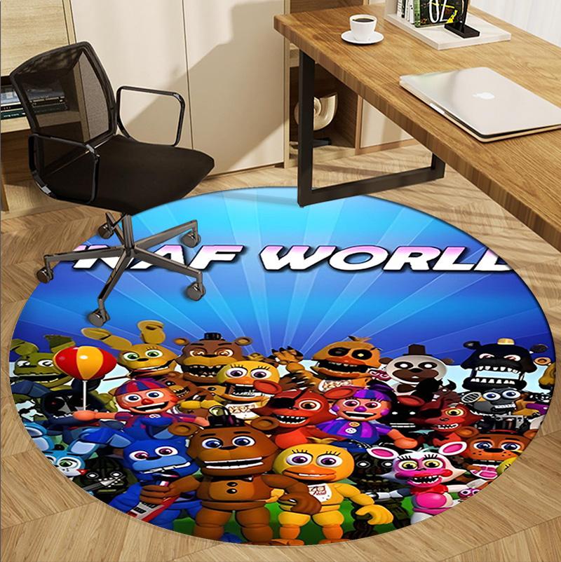 Five Nights at Freddy's Pattern Round Rug, Indoor/Outdoor Mat, for Picnic, Gameroom, Bedroom, Office, Living Room, Home Decor Carpet, Birthday Gift
