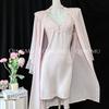 Acetic Acid Suspender Nightgown Two-piece Set with Chest Pad High-end Women's Loungewear Silky Skin-friendly Pajamas
