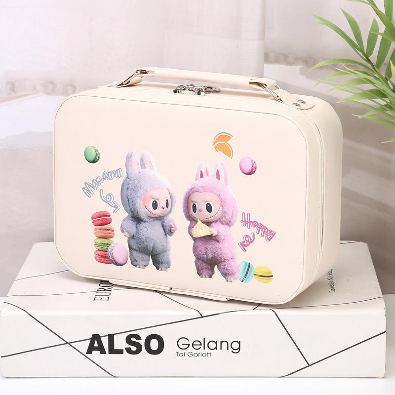 Přenosná víceúčelová plátěná kosmetická taška - Dětské velkokapacitní čtvercové úložné pouzdro