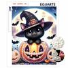 Pearl Painting DIY Kit Frameless Halloween Black Cat Pumpkin Pattern Shiny Bead Art Canvas Creative Wall Decor Holiday Gift