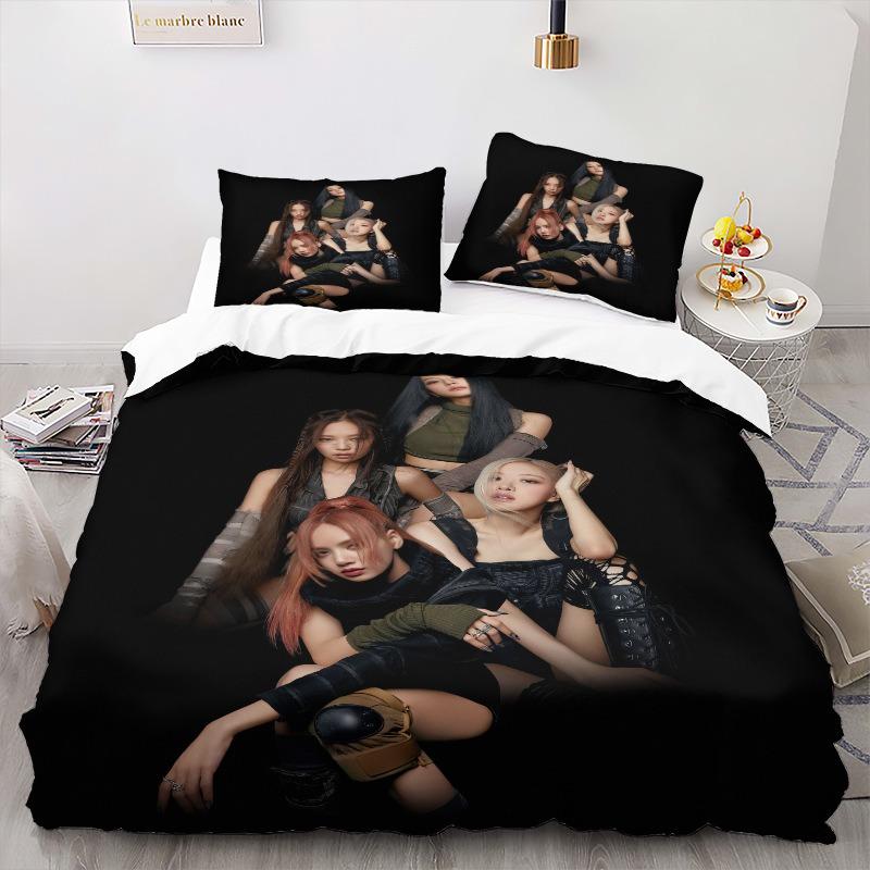 Girls 3D B-black-pink HD Bedding Set,Girls Duvet Cover 3D Print Quilt Cover Pillowcase king Queen Size Boys Adult Birthday Gift