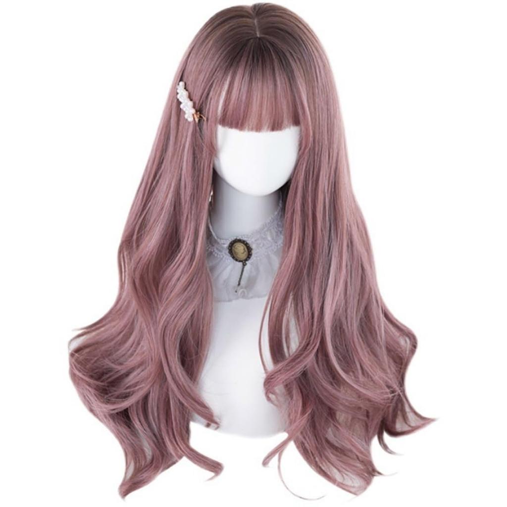 RyuuCos Lolita Wig Long Hair Curly Brown Wig Black Gradient Pink Brown Natural Harajuku Cosplay Heat Resistant Disguise Present Event Halloween