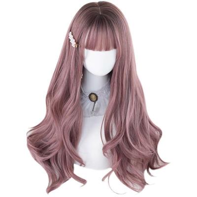 RyuuCos Lolita-Perücke, langes Haar, lockig, braun, Perücke, Schwarz, Farbverlauf, Rosa, Braun, Natur, Harajuku, Cosplay, hitzebeständig, Verkleidung, Geschenk, Event, Halloween