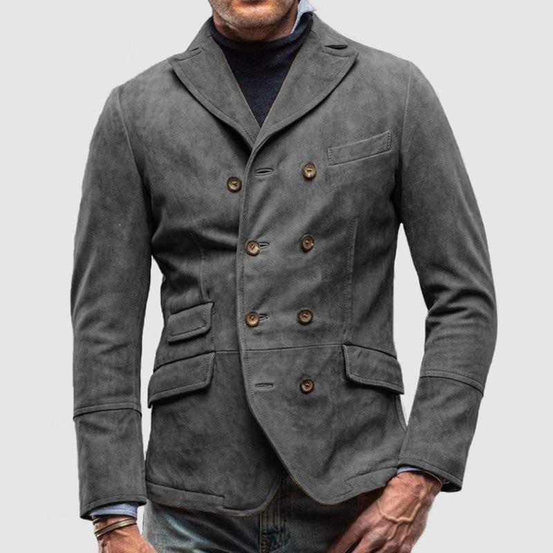 Men's Casual Vintage Jacket Youth Straight Hem Lapel Commuter Jacket