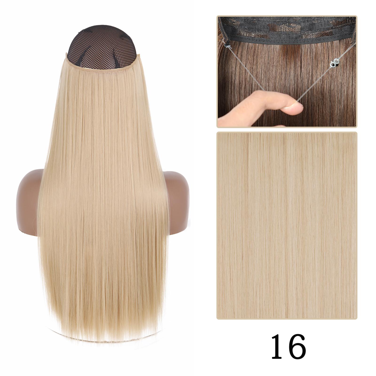 

MERISIHAIR длинные прямые синтетические волосы для наращивания без зажимов, коричневые, блонд, натуральные невидимые проволочные волосы для женщин 55CM