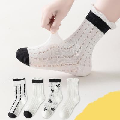 4 paar Sommer Einfarbig Mesh Baby Socken Waden Socke für Kinder Mädchen Nette Atmungsaktive Weiche Baumwolle Kinder Mädchen Socke