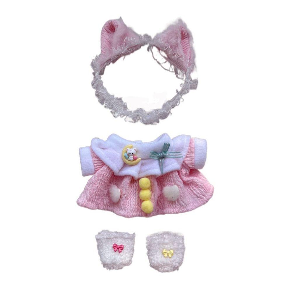 

20CM Mini Clothes Multicolor Doll Headwear Dress Set Gift Doll Dress Suit Cotton Stuffed Doll 1