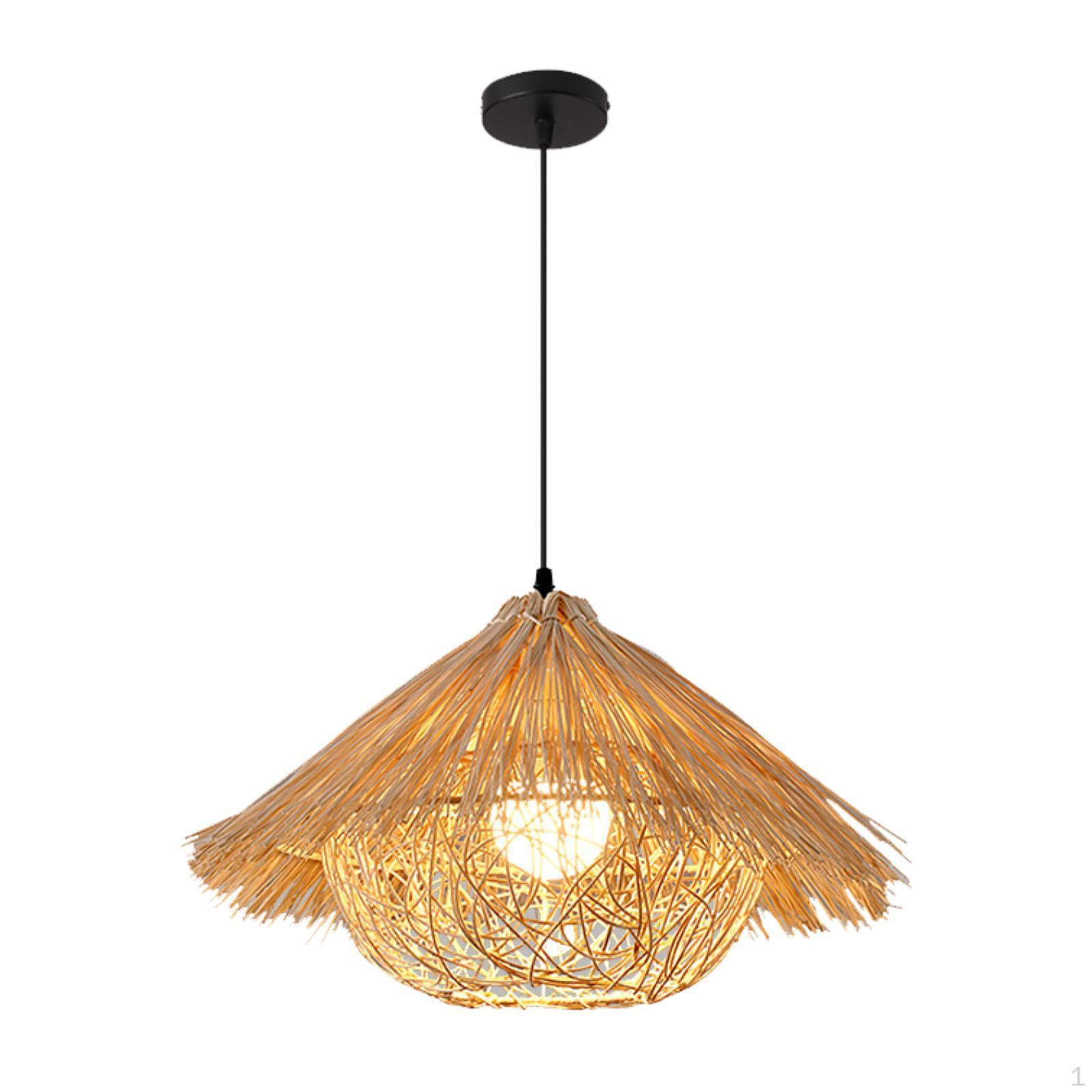 

Подвесной светильник из плетеной ткани с регулируемым шнуром, абажуром из ротанга, светодиодный подвесной светильник для