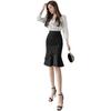 J-Scott Women's Ruffled Knee-Length Tight Skirt, Mermaid Silhouette, Tulip Shape, High Waist, Elegant, Elegant, Black, JS169-BK-M (Limited Stock)