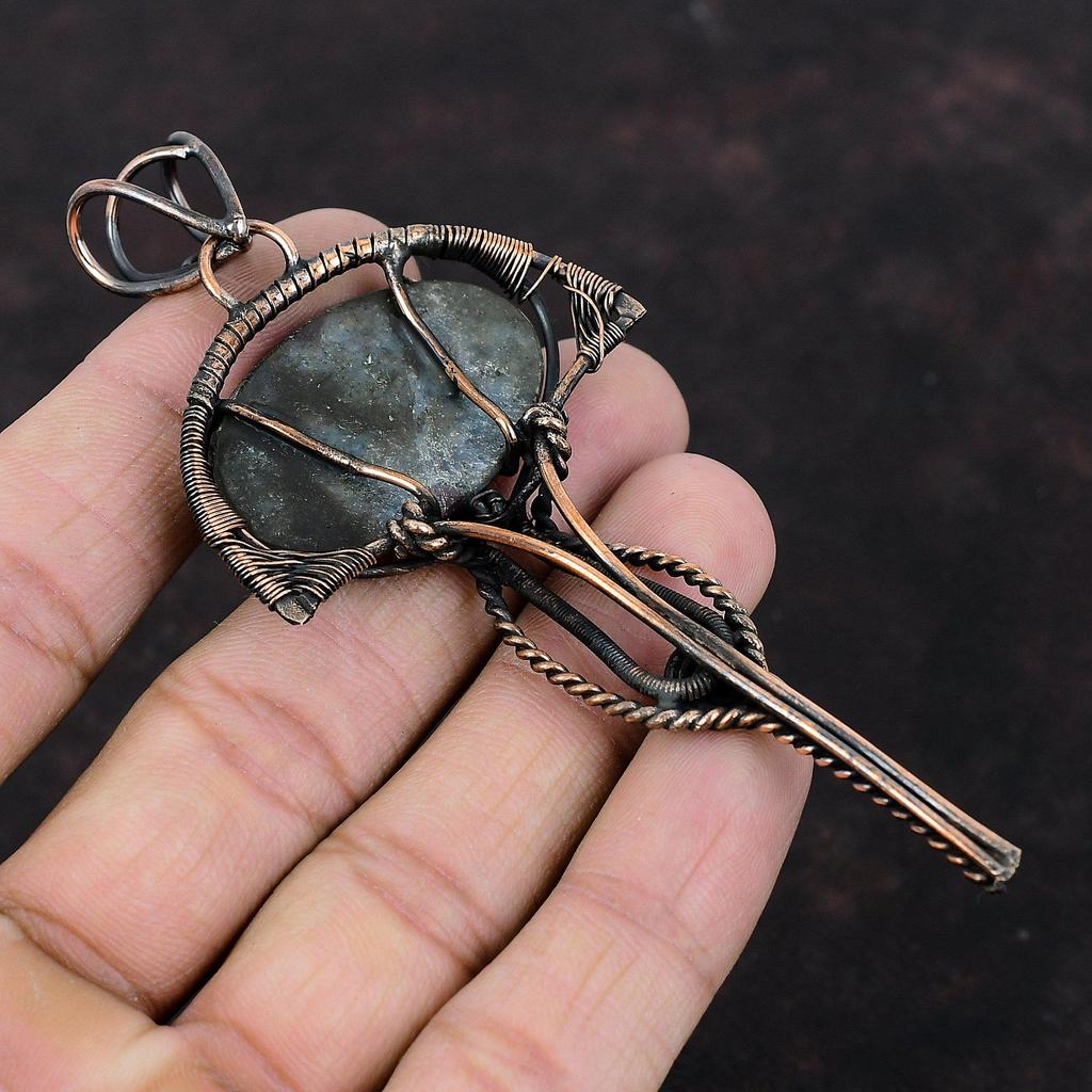 Ruby In Blue Kyanite Pendant Copper Wire Wrapped Pendant Genuine Gemstone Pendant Handmade Wire Wrap Jewelry Gift For Friend Copper Jewelry