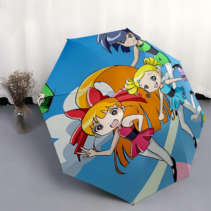 1pc Rainbow Magic Girls Automatic Opening/Closing Outdoor Umbrella with Convenient 3-Fold Design, Iron Frame, Outdoor Use, Perfect Gift for Fans,