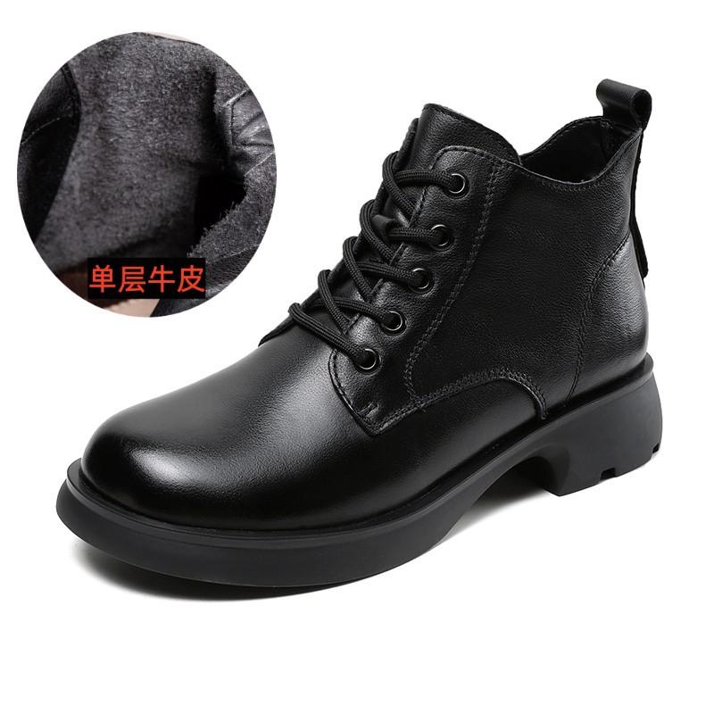 2025 autumn and winter new leather retro British Martin boots V-mouth lace-up ankle small short boots thin boots women's boots