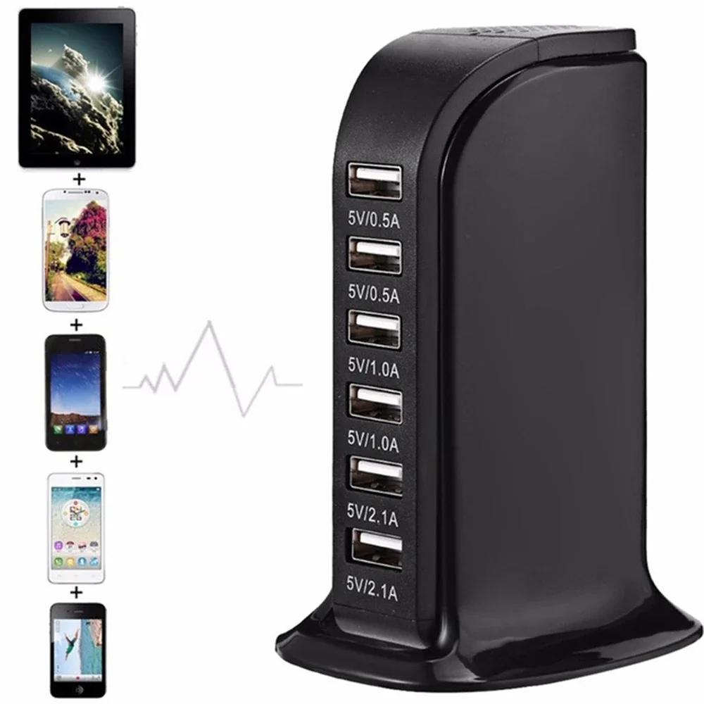 30W Fast Multi 6 USB Port Hub Charger Desktop Quick Charging Dock Station Home Multiple Travel Adapter Wall Socket For iPhone 15
