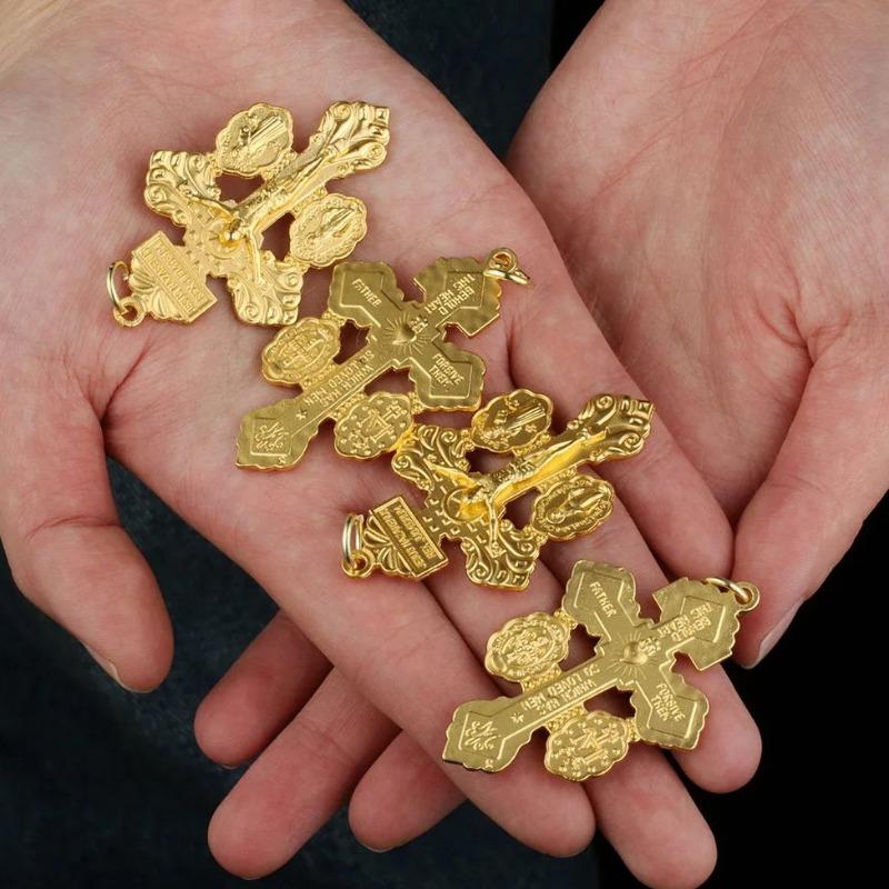 10 Pcs Metal Pardon Crucifix Catholic Pendant with St Benedict and Milagrosa Medal DIY for Rosary Necklace Making Parts.
