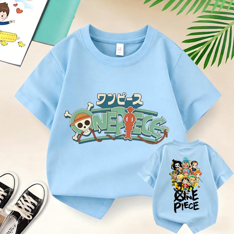 Summer Kids TShirt One Piece AnimeThemed Pure Cotton Printed Tee Cute Casual Style for BoysGirlsPerfect ForGiftingandTravel