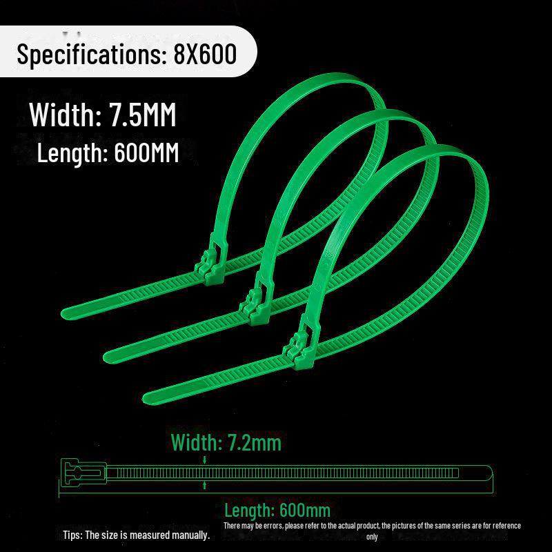 Reusable Nylon Cable Tie with Releasable Buckle - Black & White