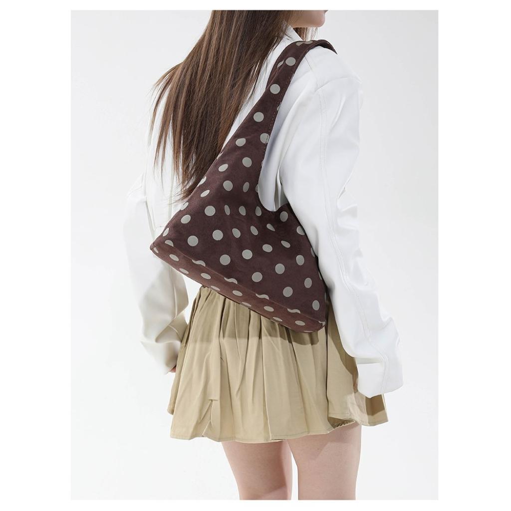 Shoulder Bag Women Fabric Polka Dot Large Capacity Daily Commute