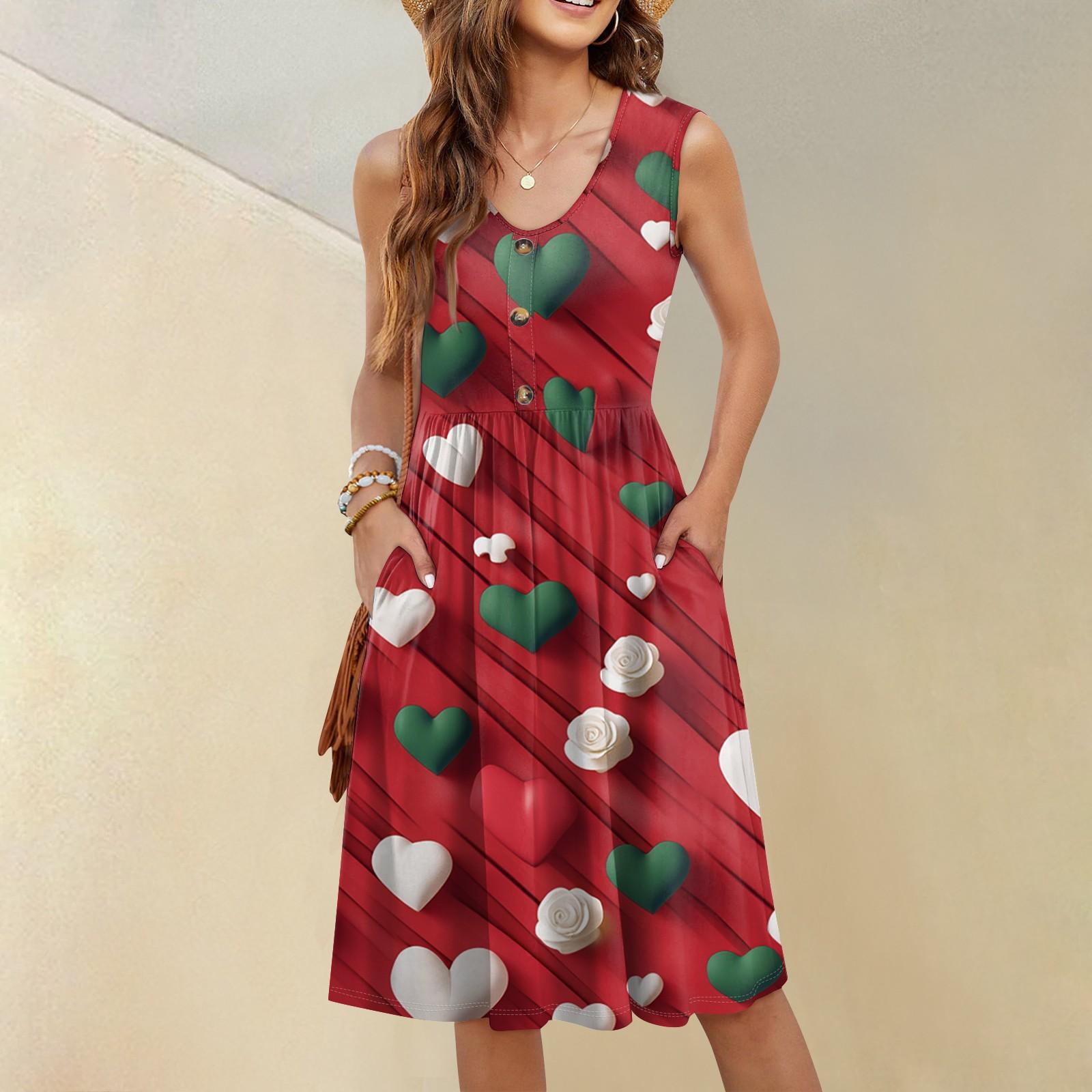 

Женское повседневное модное сексуальное платье с V-образным вырезом и пуговицами без рукавов с принтом M винный