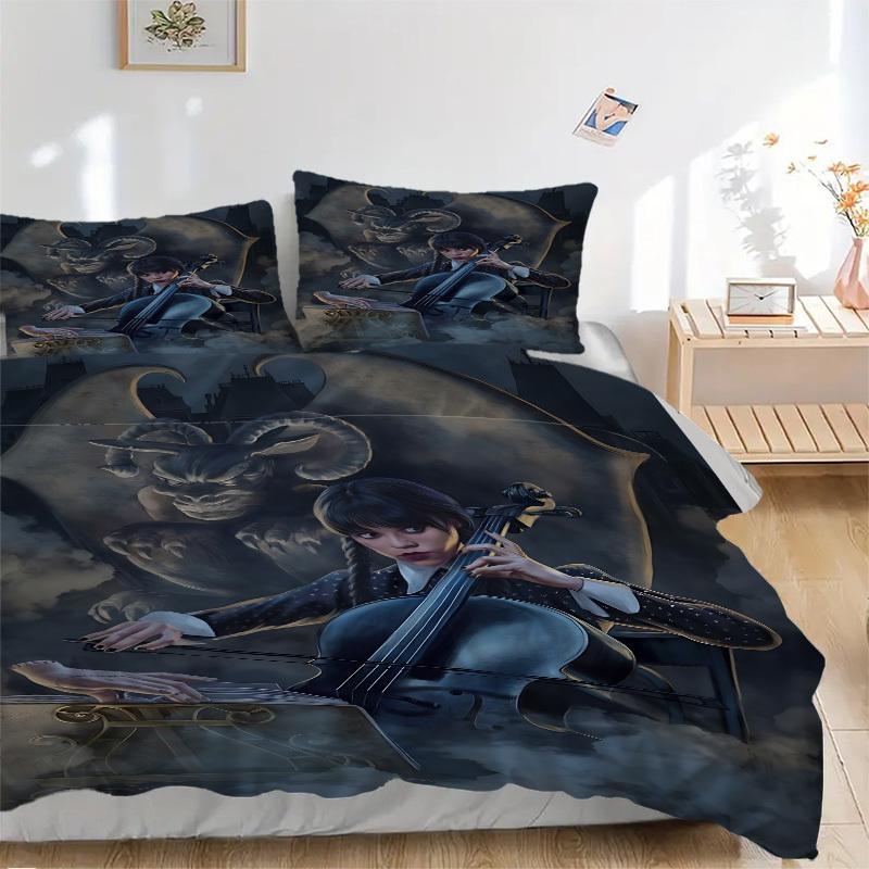 

3pcs Wednesday Addams Duvet Cover Set, 1 Duvet Cover + 2 Pillowcases (No Insert), High-Definition Print, Home & Dorm Set yy251208067 135x200cm