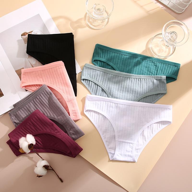 3ks/sada Kalhotky Bavlna Ženy Spodní prádlo Sexy spodky Pohodlné Dívčí kalhotky pro ženy Pruhované Bavlněné Intimní Spodní prádlo
