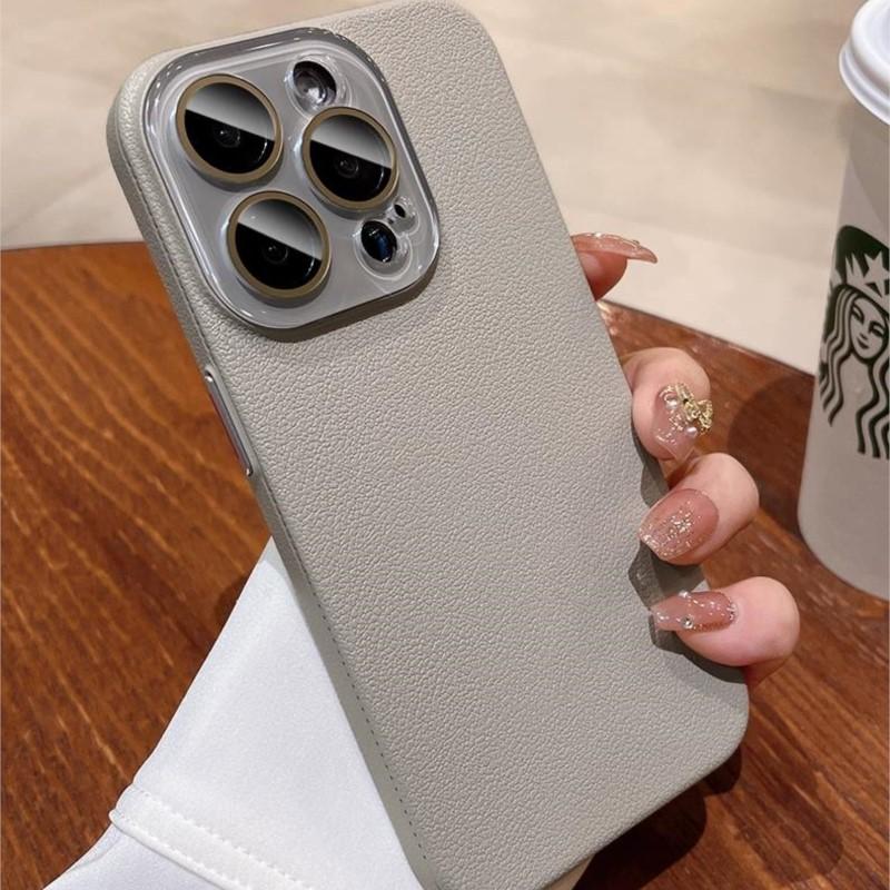 Luxury Leather Texture Silicone Case for Apple iPhone 16 15 14 Plus 13 12 Pro Max Glass Camera Lens Protection Shockproof Cover