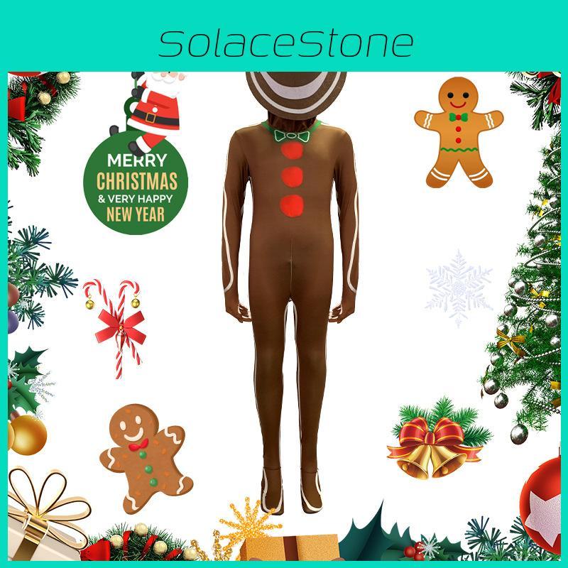 Kids Gingerbread Man Jumpsuit For Christmas Role Play Cosplay Unisex Festive Costume
