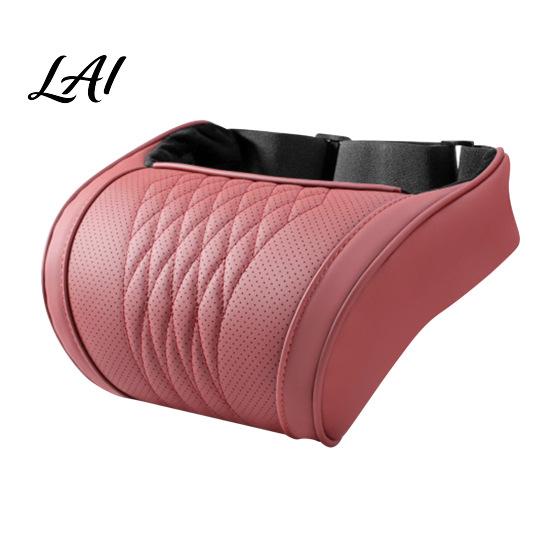 Washable PU Leather Neck Protector Memory Foam Car Pillow/Backrest Breathable Cover with Adjustable Auto Pad Elastic Strap Relieve Fatigue