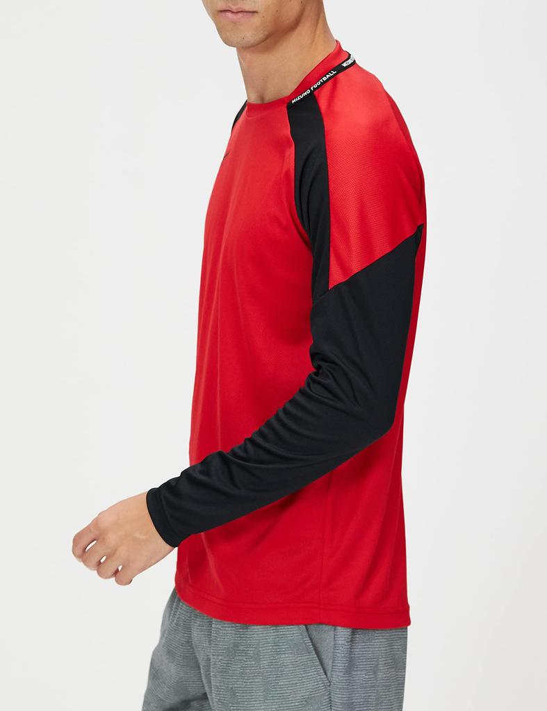 Mizuno PRO Field Long Soccer Chinese Size S Shirt, Sleeve, Moisture-Wicking, Quick-Drying, Wear, P2MA2506, Red,