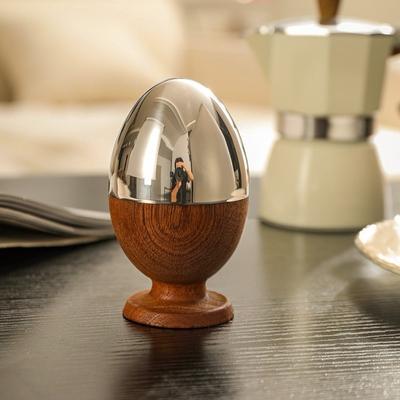 Stainless Steel Ebony Wood Toothpick Holder Retro Mini Egg-shaped Toothpick Dispenser Box Elegant Simple Cotton Swab Storage Jar