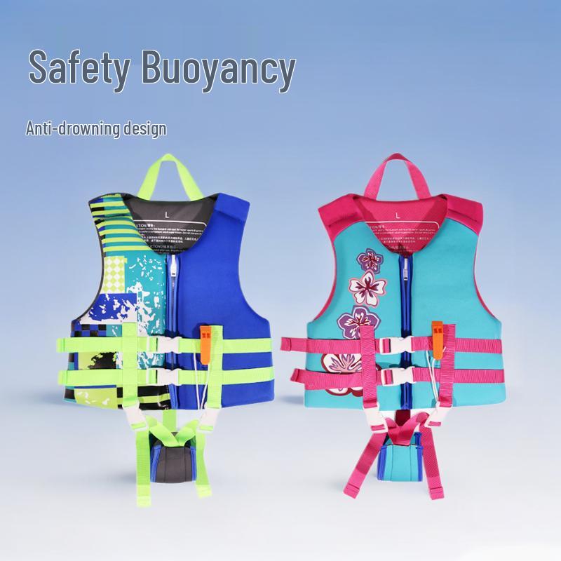 Children's Neoprene Buoyancy Vest - Beginner Swim Safety Life Jacket for Water Parks