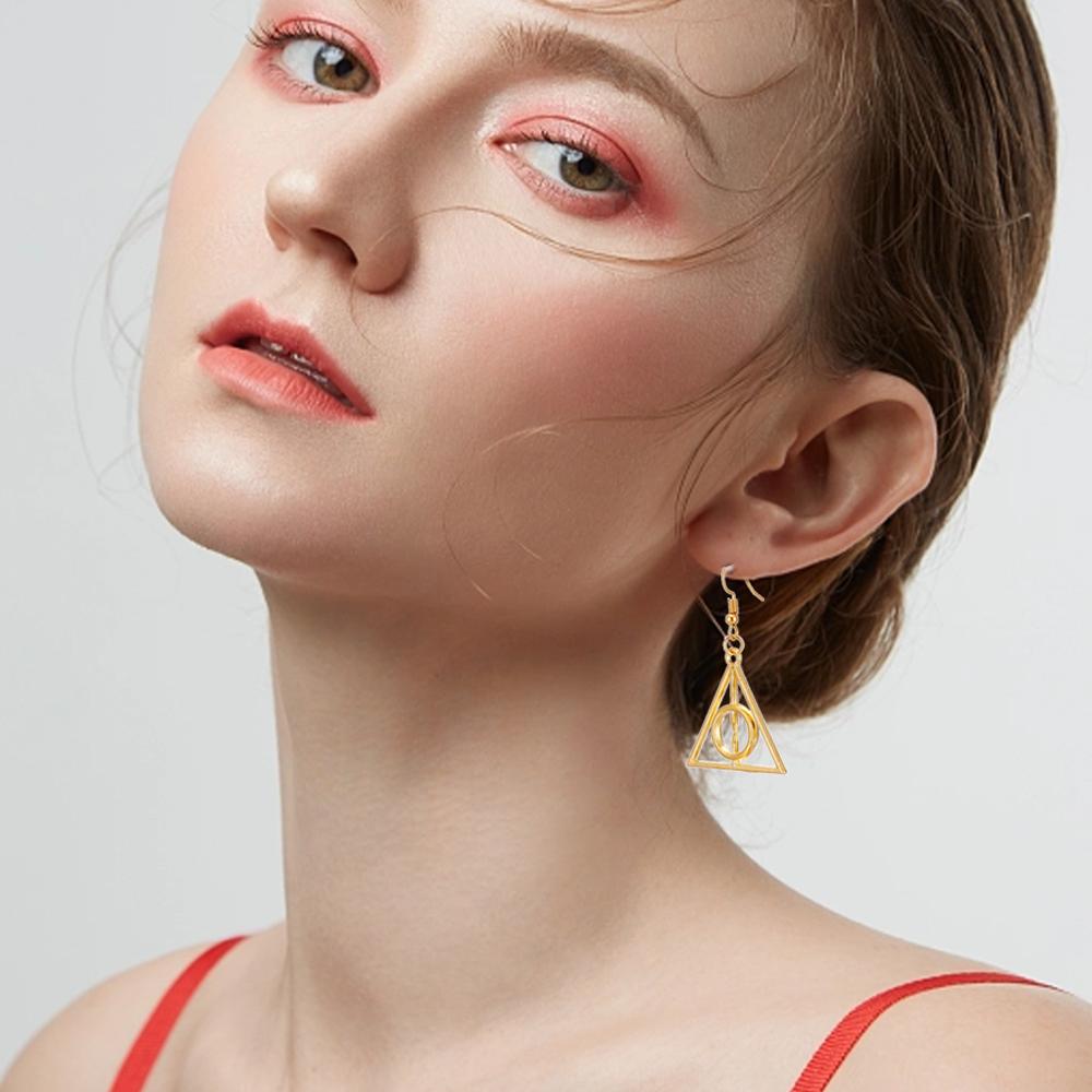 Geometric Triangle Pyramid Earrings for Women Simple Design Deathly Hallows Drop Earrings Vintage Jewelry